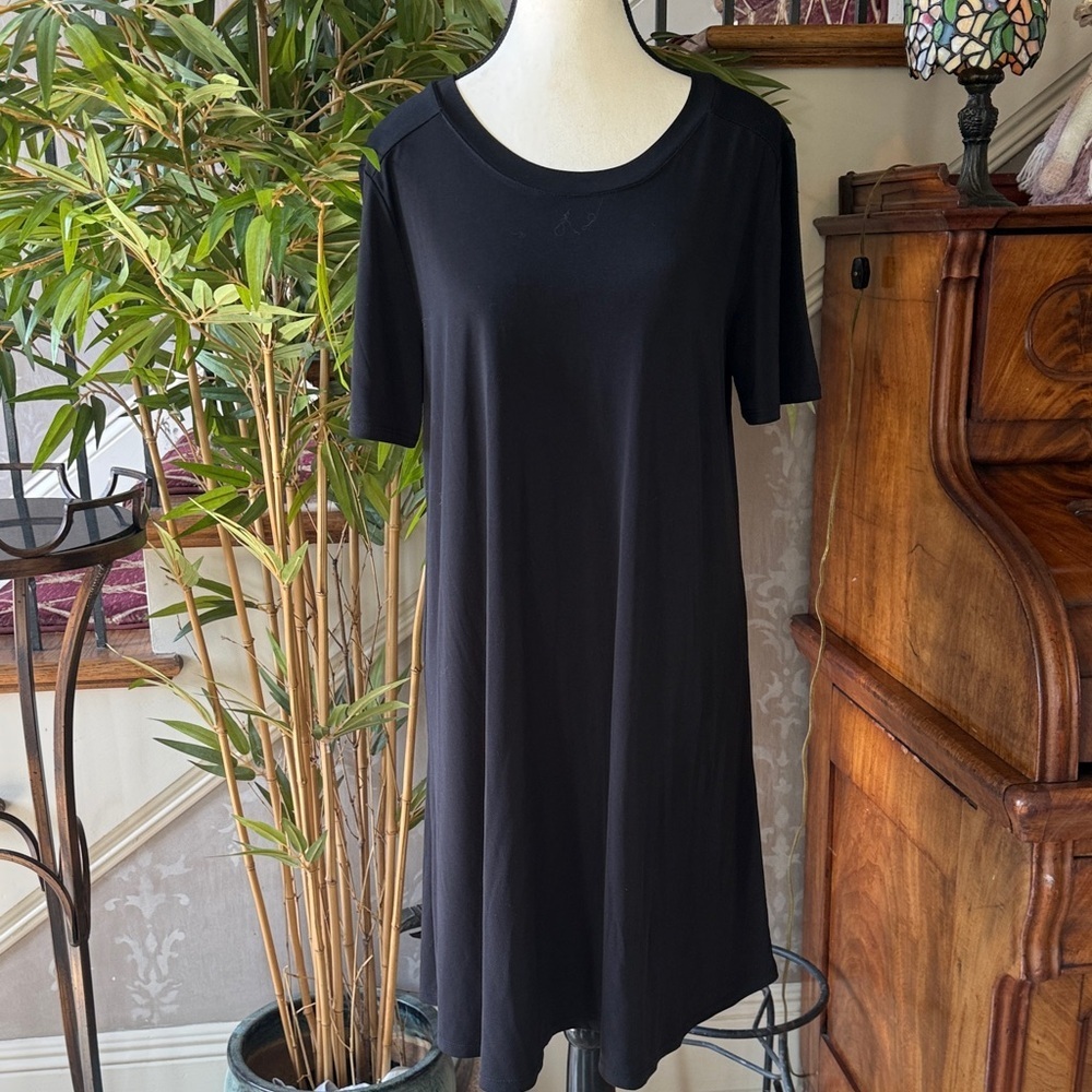 WORKSHOP ladies, Black large crewneck dress short sleeve excellent condition - Picture 2 of 9